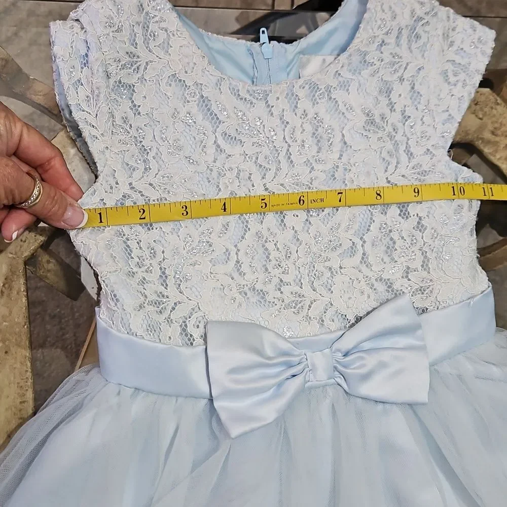 Rare Editions Ice Blue  Lace Mesh Girls Dress Size 6